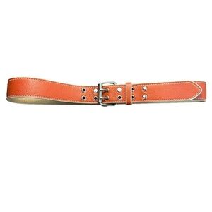 New YORK & COMPANY Light Red Genuine Leather Belt Contrast Stitch Size Large